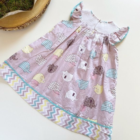Lil Cactus Smocked Elephant Dress | 2T - Picture 5 of 6
